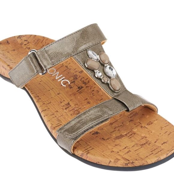 Vionic Viviana Orthahell Embellished Bronze Leather Slide Sandals Sz 11 - Picture 7 of 7